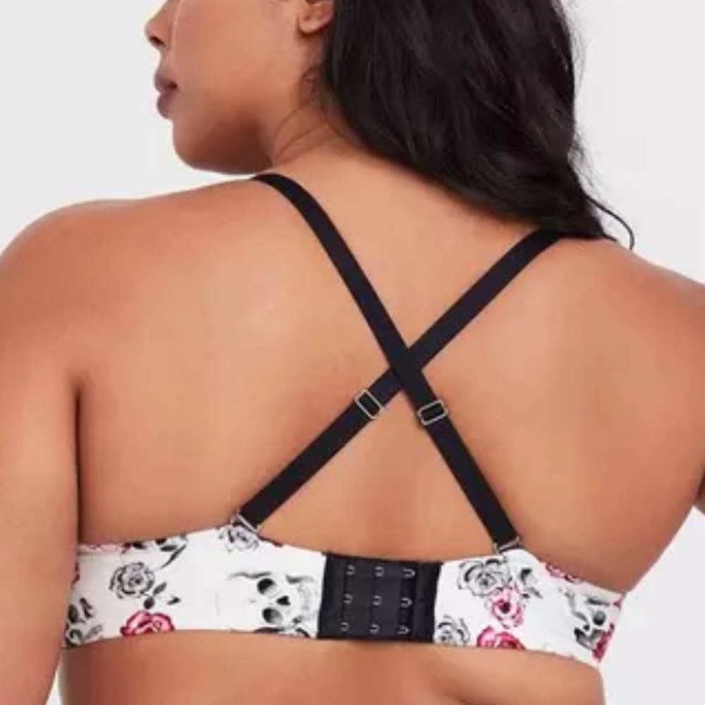 Torrid Curve Body™ white Skull red rose Floral Demi Bra white rockabilly 46DD - Picture 5 of 11